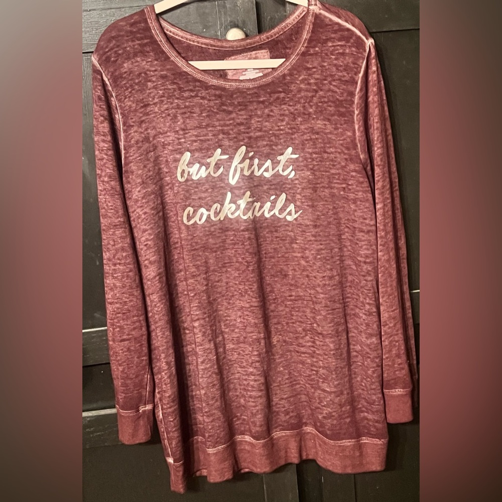 Lane Bryant Burgundy Long Sleeve Tunic